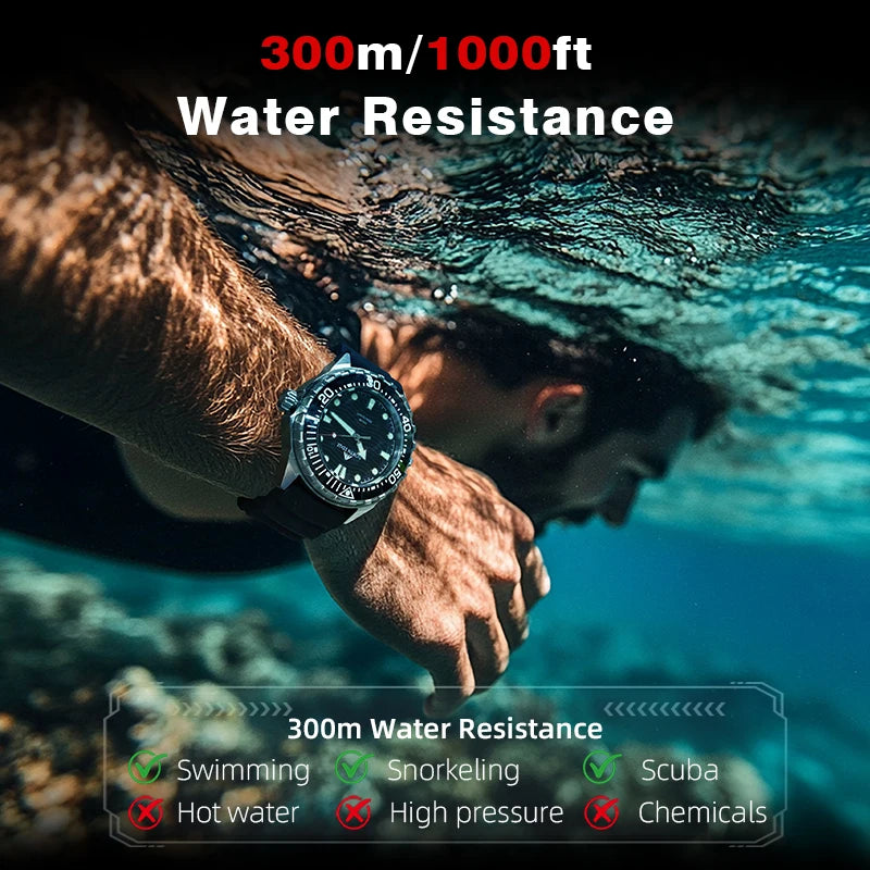 NORTH EDGE TRITON Solar Dive Watch, Stainless Steel, 300 m Water Resistant