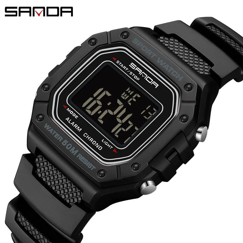 SANDA 2156 Men's Digital Sports Watch, LED, Water Resistant, Stopwatch