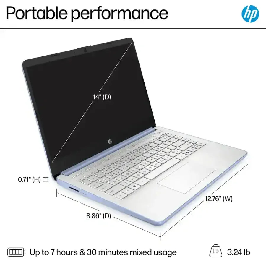 HP 14" Laptop, Intel N150, 16GB RAM, 128GB UFS + 256GB SD, Windows 11 S