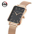 Hannah Martin Women's 34 mm Square Quartz Watch, Stainless Steel Mesh Strap