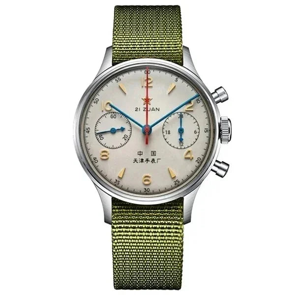 Men's 42 mm Pilot Chronograph Watch, Water Resistant, Vintage Style