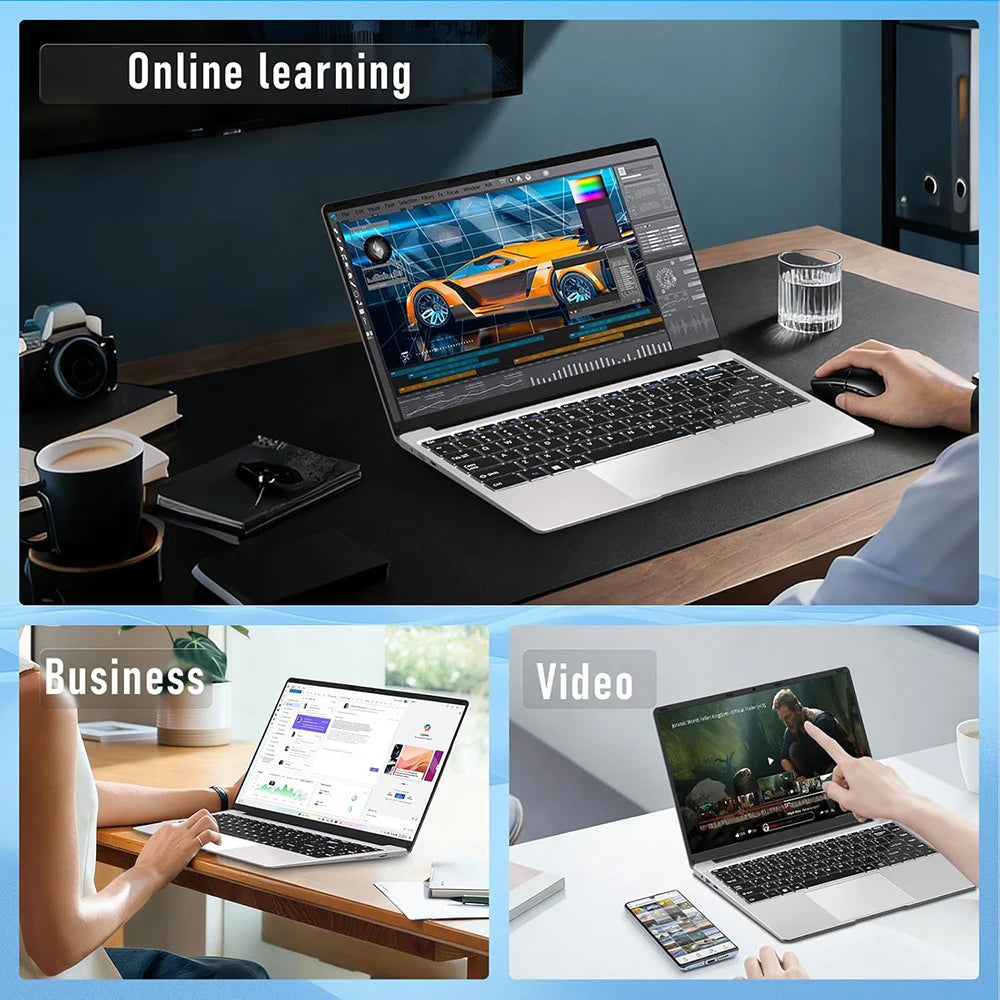 لابتوب شيامن 14.1 بوصة، معالج Intel Atom A3950، ذاكرة وصول عشوائي 12 جيجابايت، قرص صلب 1 تيرابايت SSD، نظام ويندوز 11