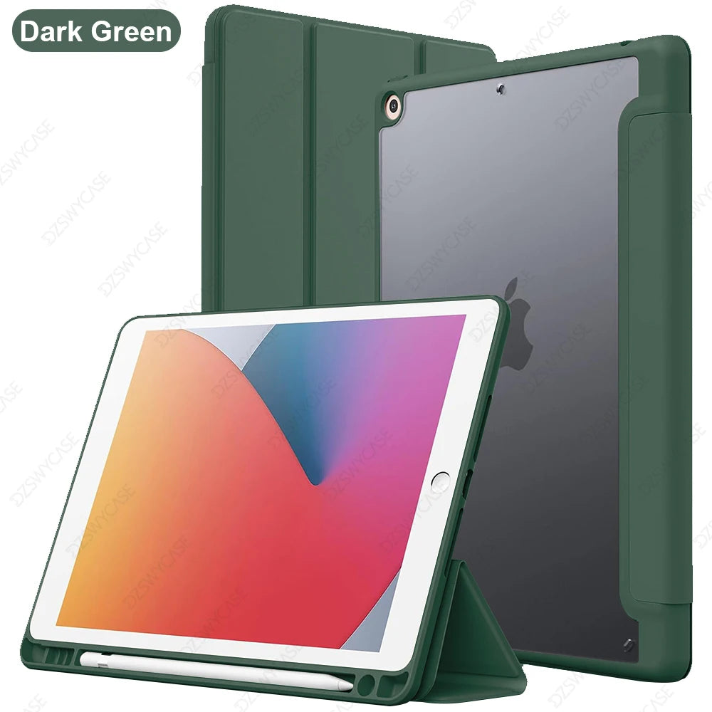 Clear Slim Case for iPad 7th, 8th and 9th Gen 10.2" with Pencil Holder