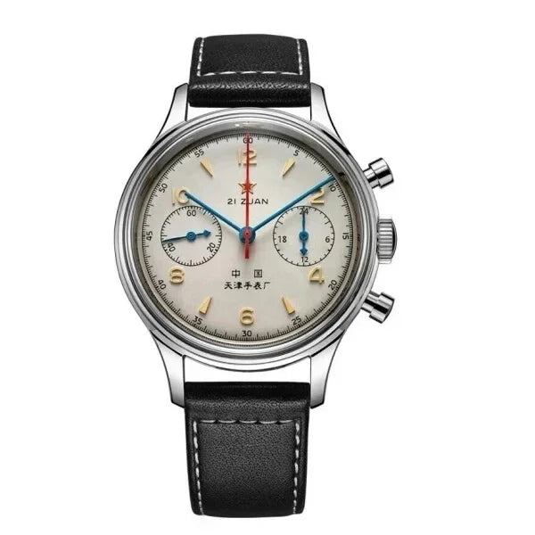 Men's 42 mm Pilot Chronograph Watch, Water Resistant, Vintage Style