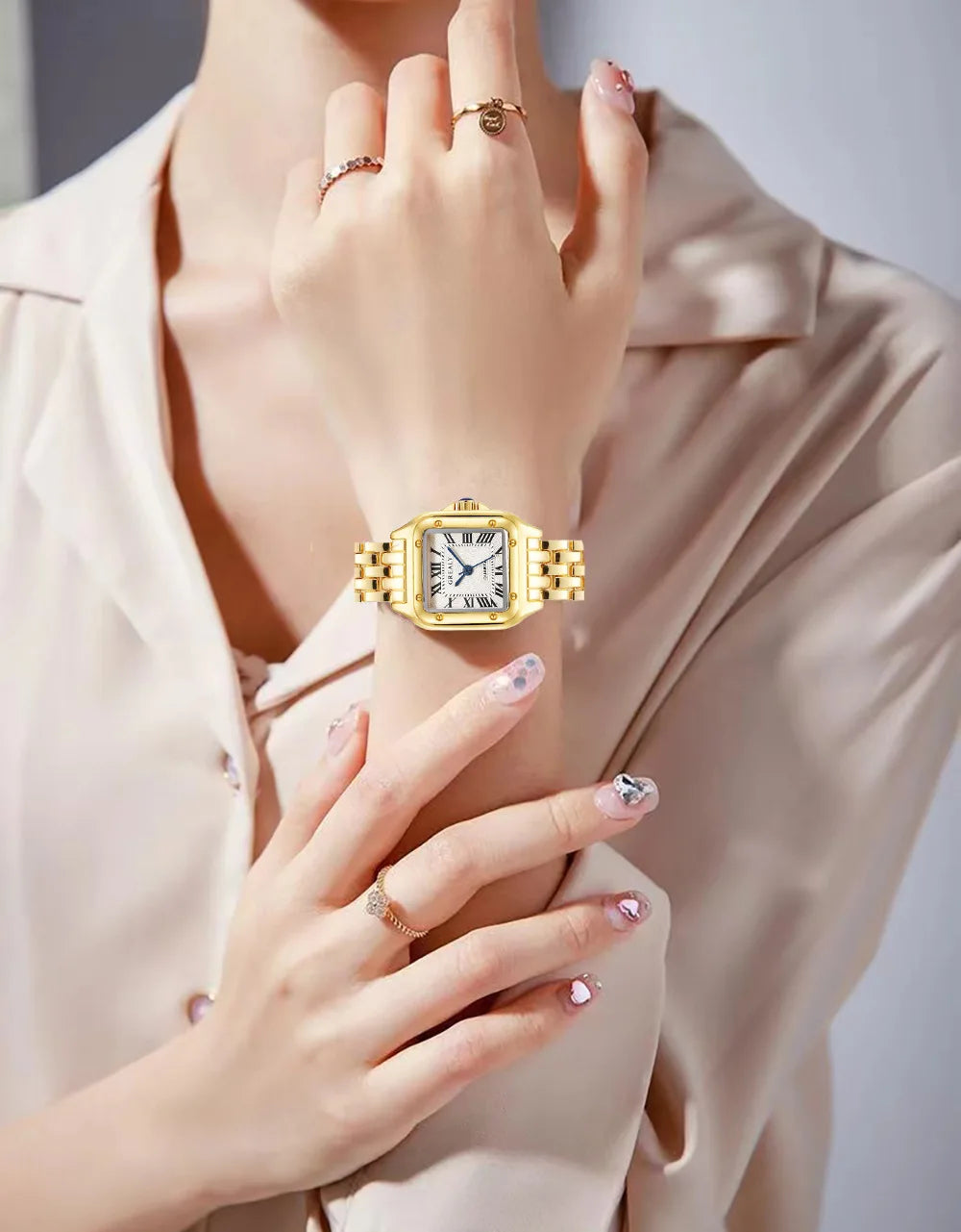 Women's Gold Stainless Steel Quartz Bracelet Watch