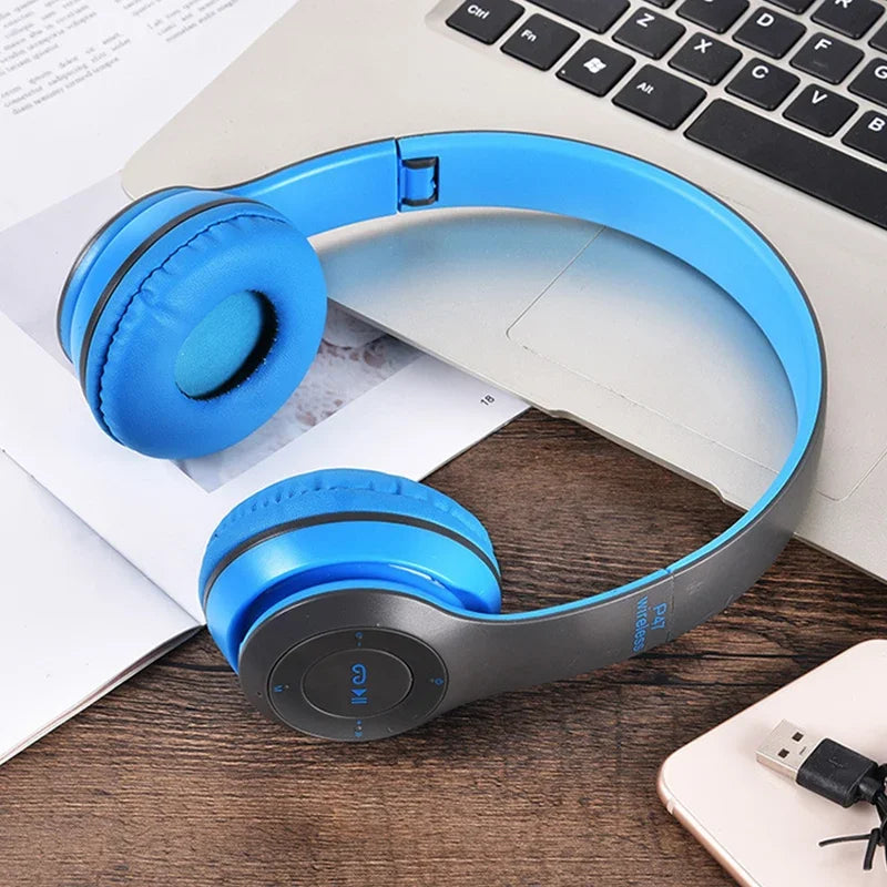 P47 Foldable Wireless Bluetooth Headphones, Stereo Bass