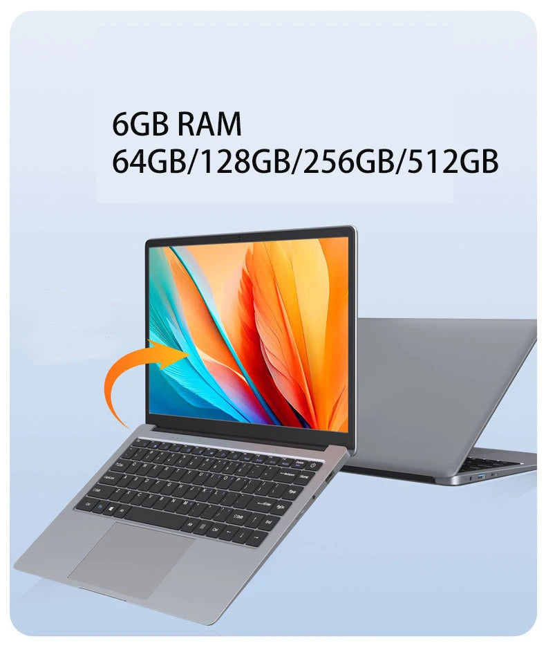 14" Windows 10 Laptop, 6GB RAM, 64GB SSD, HD Webcam and Wi-Fi