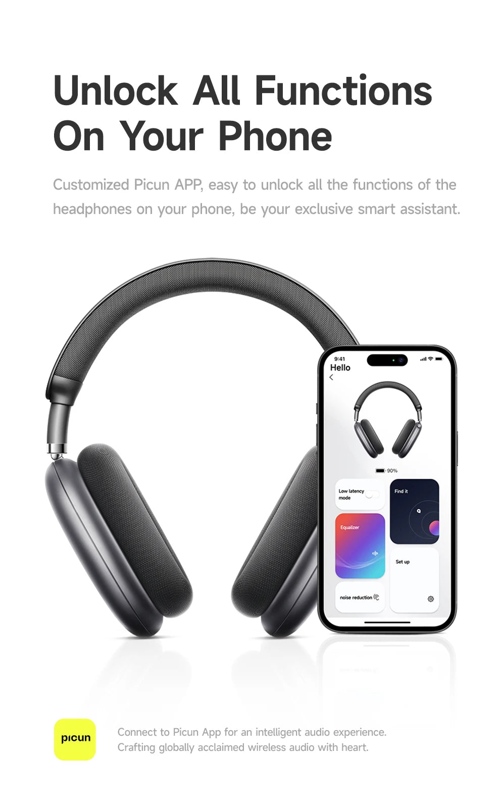 Picun F8 Pro ANC Wireless Headphones, 3D Spatial Audio, Bluetooth