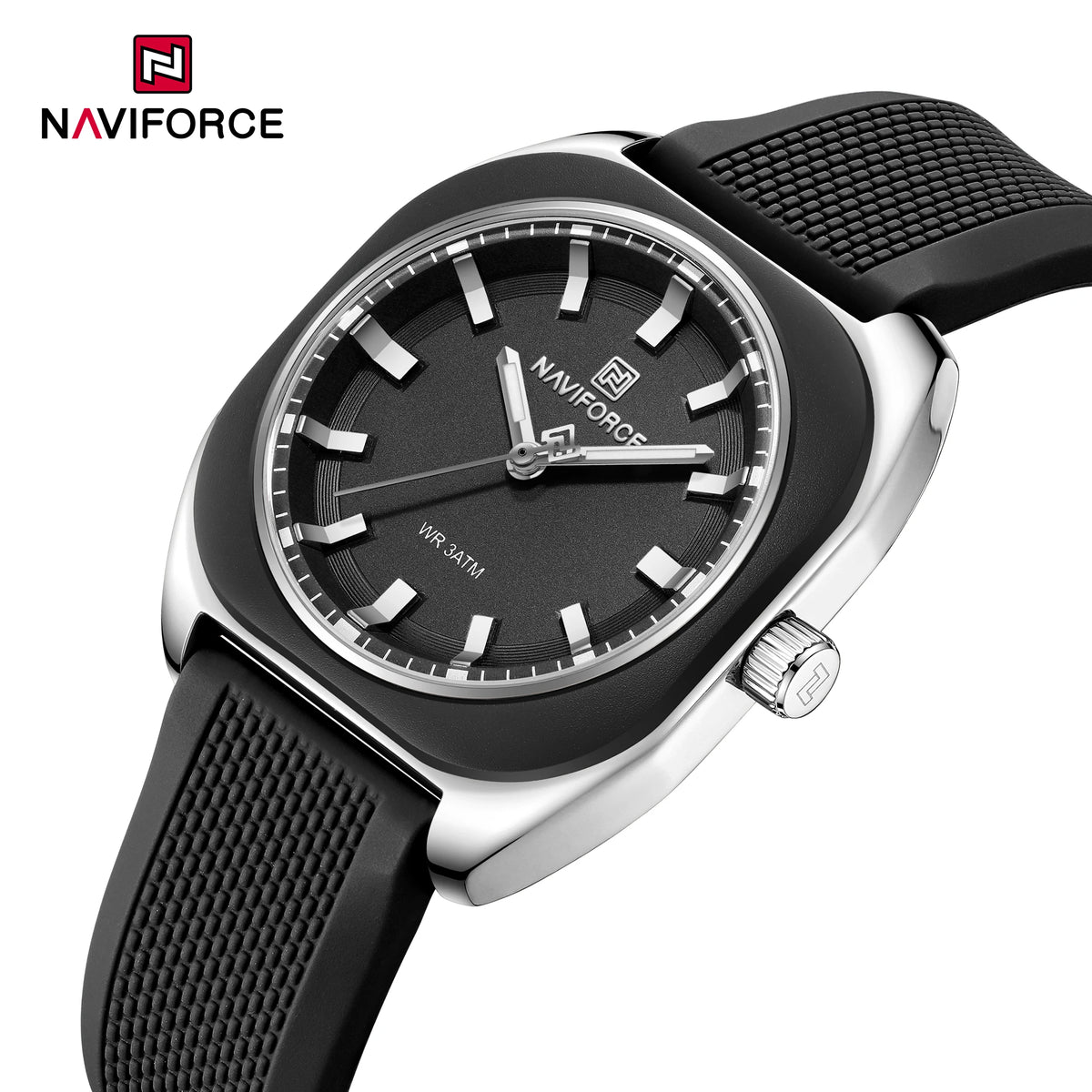 NAVIFORCE Women's Polygon Quartz Watch, Silicone Strap