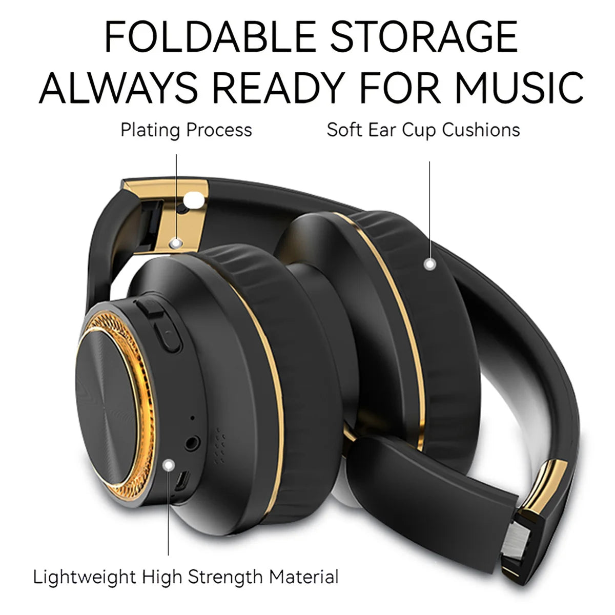 Foldable Over-Ear Bluetooth Headphones with Microphone