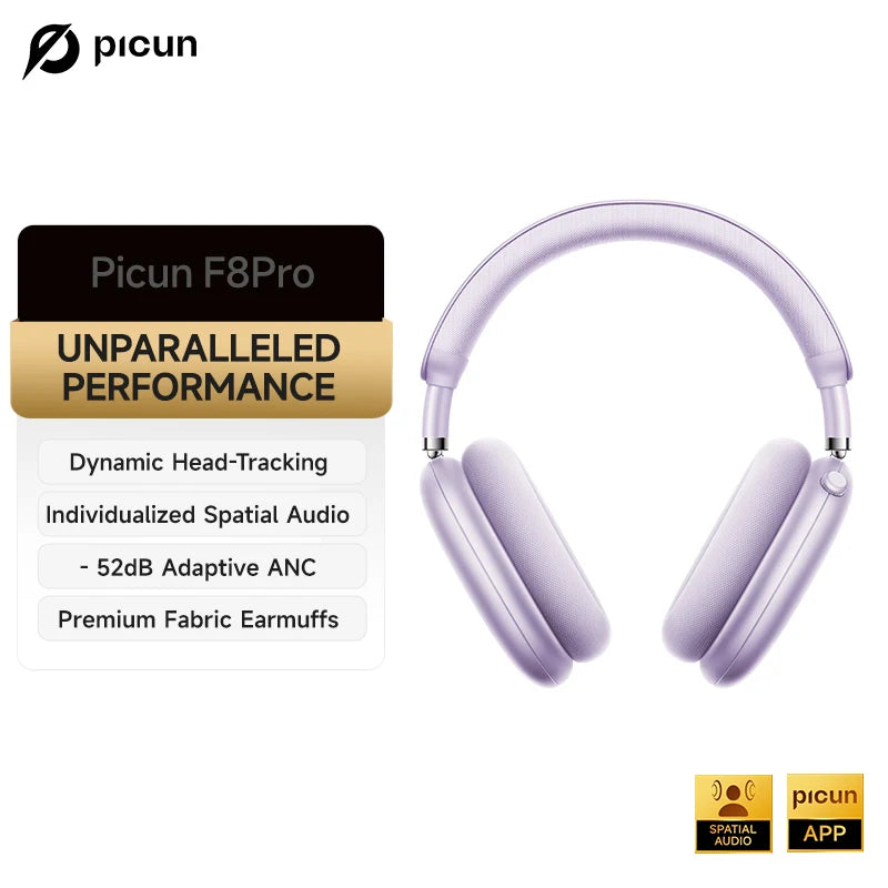 Picun F8 Pro ANC Wireless Headphones, 3D Spatial Audio, Bluetooth