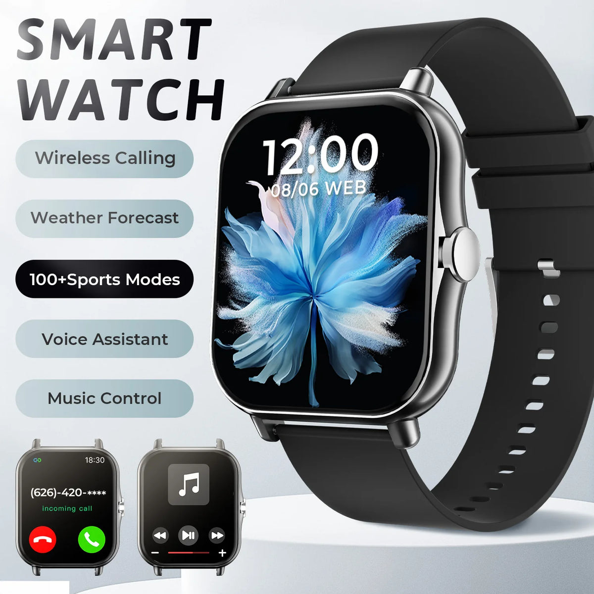 Smartwatch with Bluetooth Calling, Heart Rate and Sleep Tracking