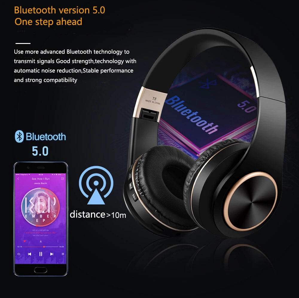 EOENKK T8 Wireless Bluetooth 5.3 Headphones, Foldable, Low Latency