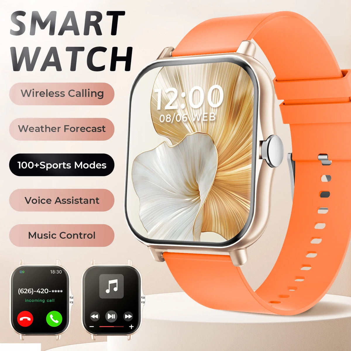 Smartwatch with Bluetooth Calling, Heart Rate and Sleep Tracking