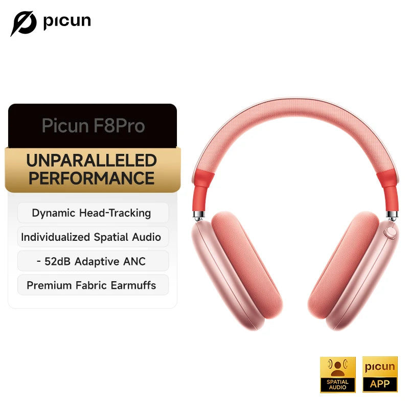 Picun F8 Pro ANC Wireless Headphones, 3D Spatial Audio, Bluetooth