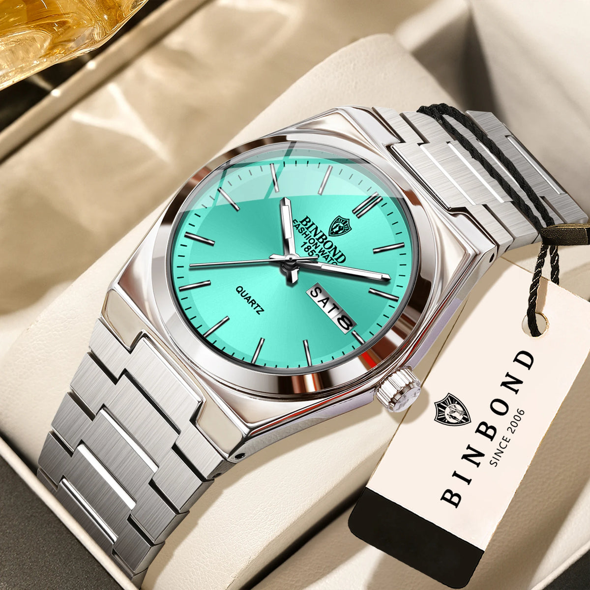 BINBOND Women's Quartz Watch, Luminous, Date and Day, Water Resistant
