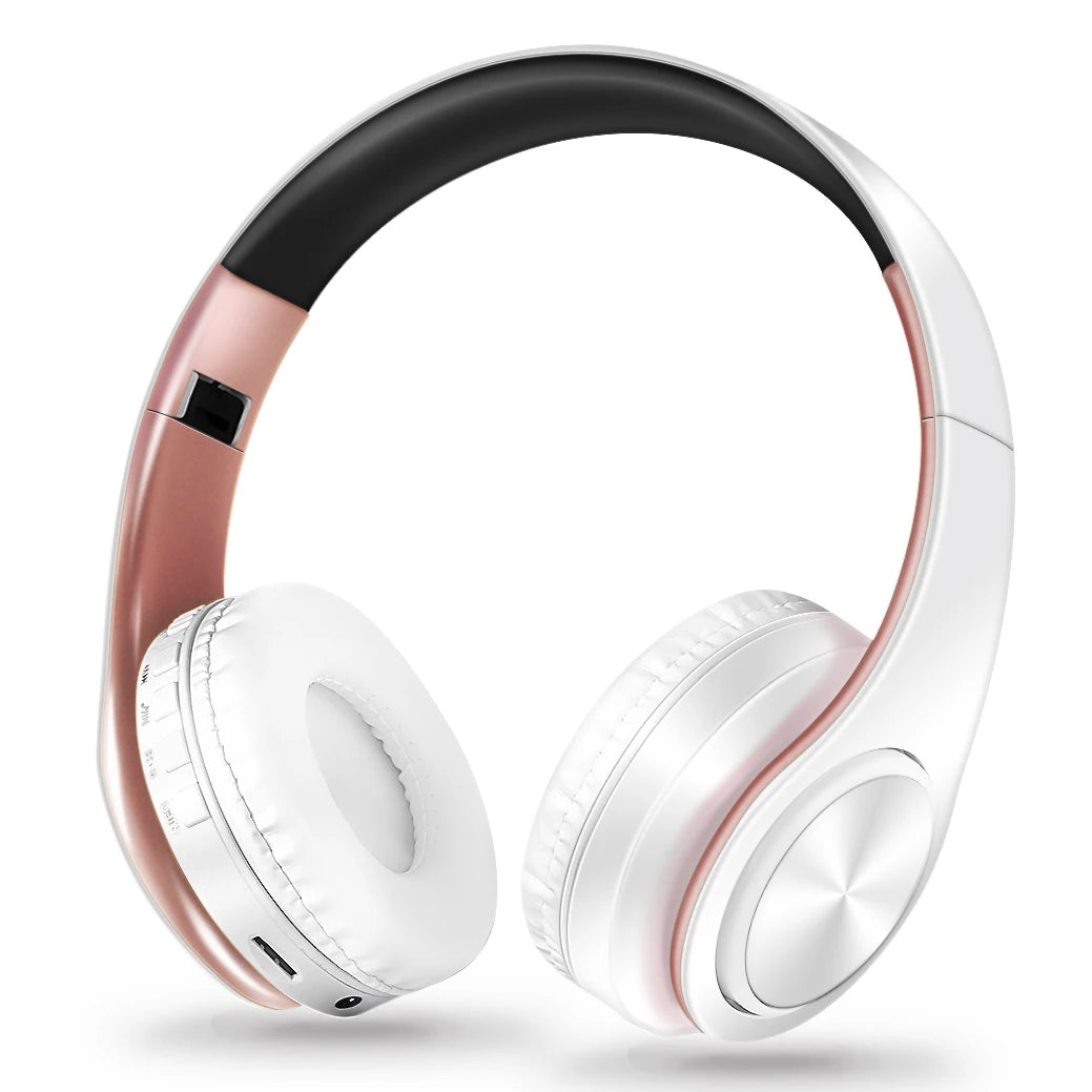 Gold Wireless Bluetooth Headphones with Built-in Microphone