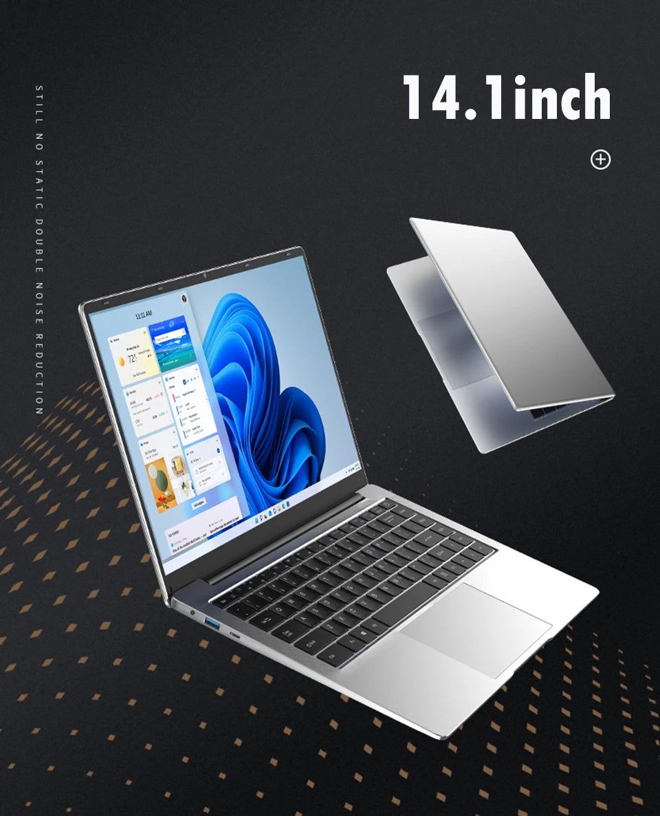 14.1" Windows 11 Pro Laptop, Intel Atom A3950, 12GB RAM, 512GB M.2 SSD