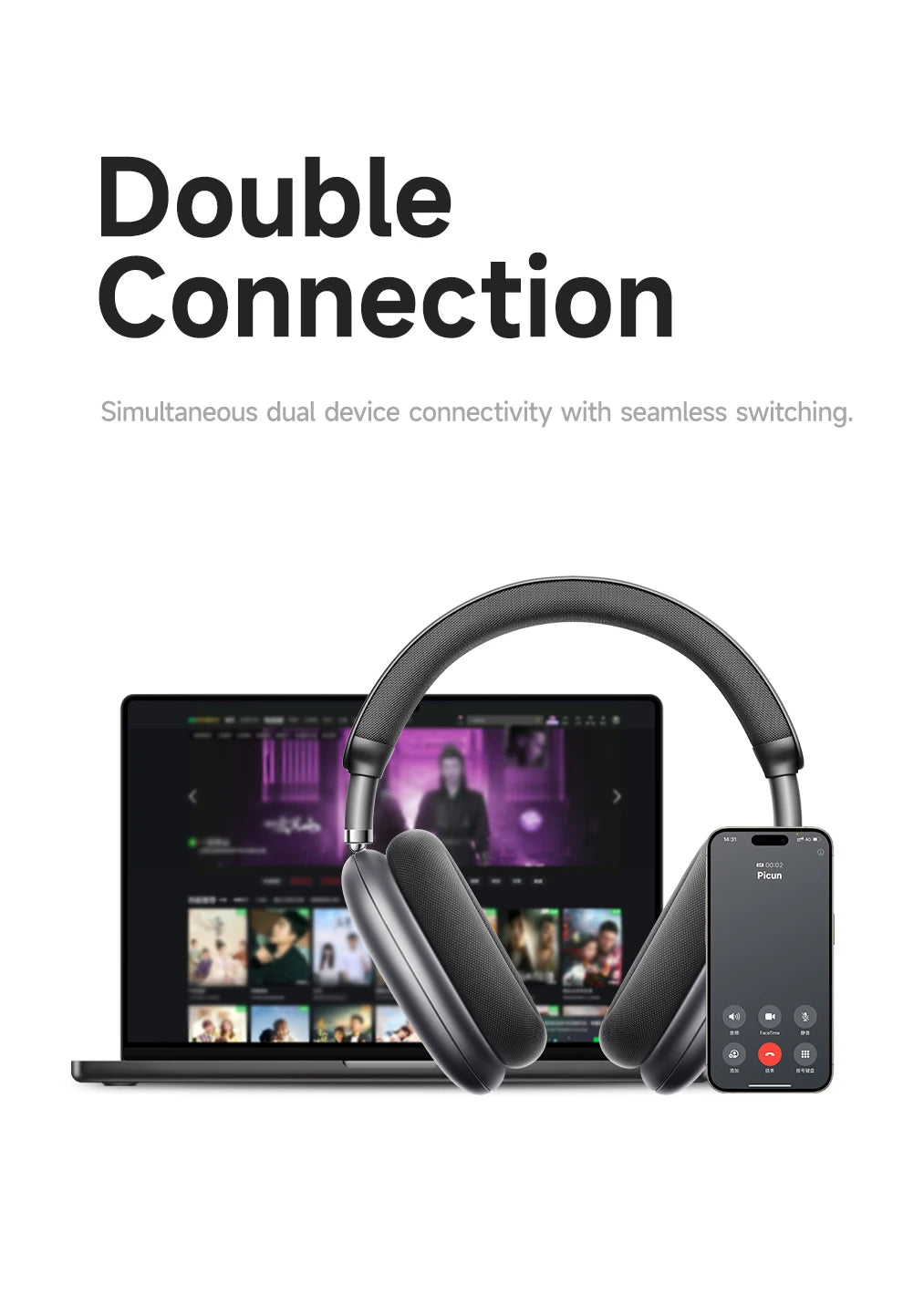 Picun F8 Pro ANC Wireless Headphones, 3D Spatial Audio, Bluetooth