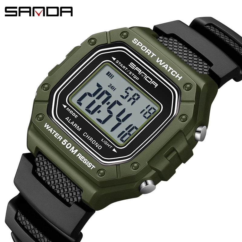 SANDA 2156 Men's Digital Sports Watch, LED, Water Resistant, Stopwatch