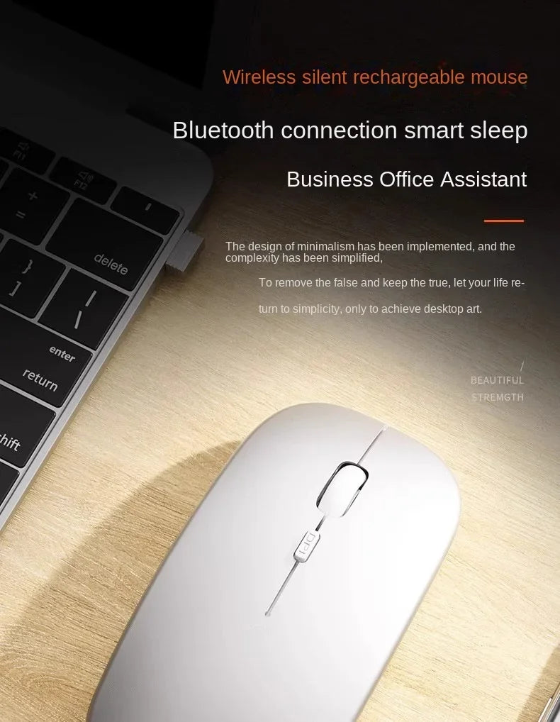 Rechargeable Wireless Bluetooth Mouse, Silent Click, Ergonomic