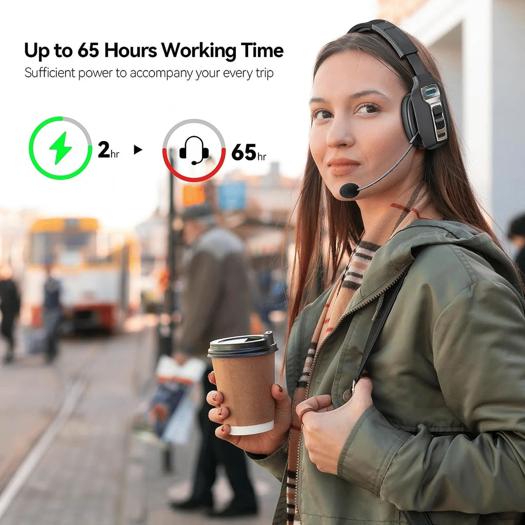 Trucker Bluetooth 5.2 Wireless Headset with Noise Cancelling Mic