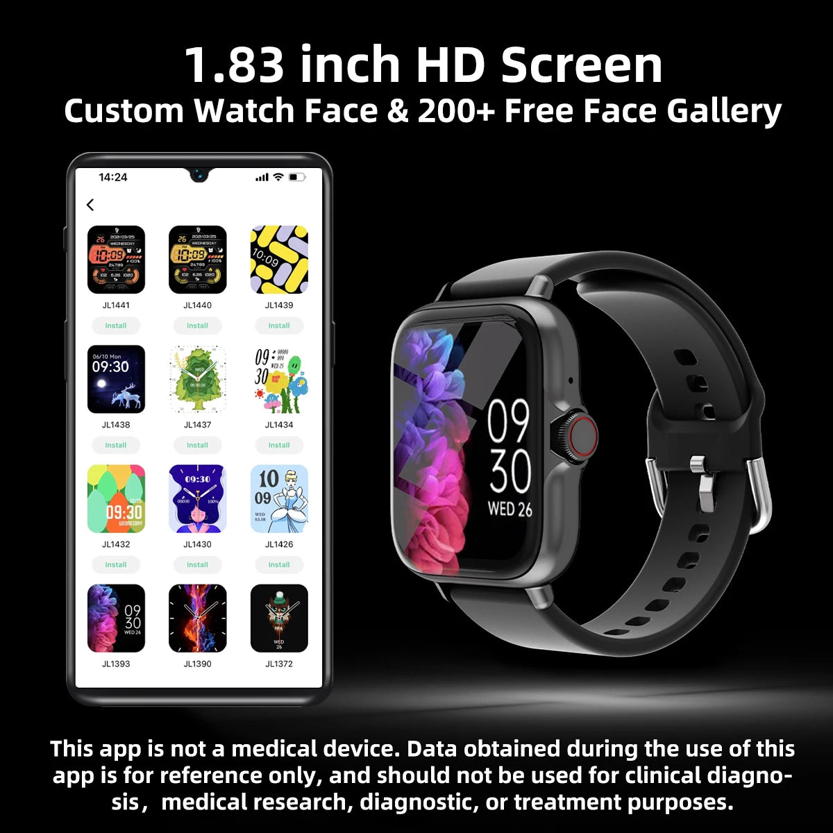 1.83" Smart Watch with Bluetooth Calling and Sleep Tracking