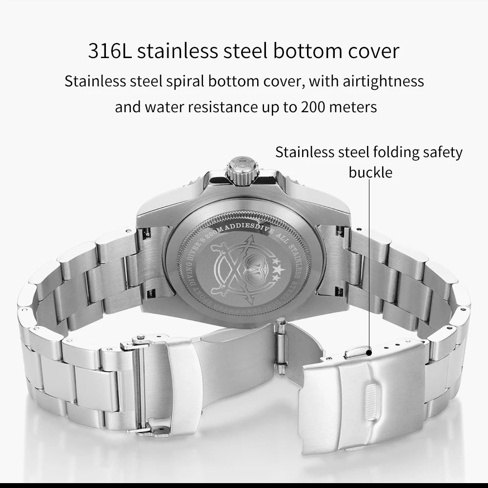 ADDIESDIVE Men's Stainless Steel Quartz Watch, Water Resistant