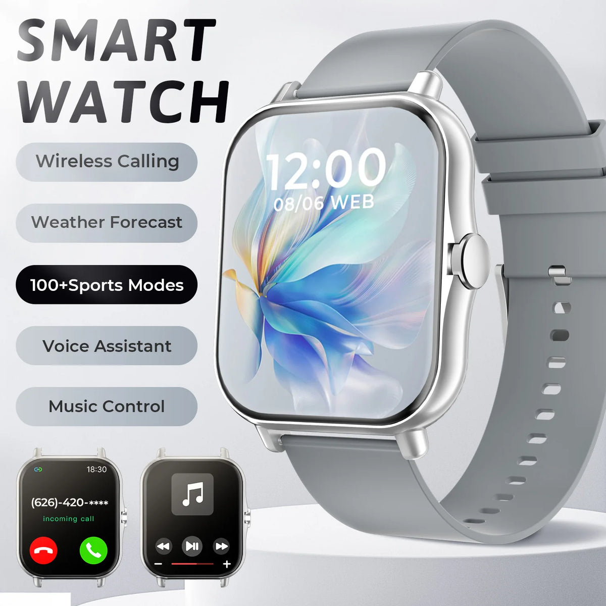 Smartwatch with Bluetooth Calling, Heart Rate and Sleep Tracking