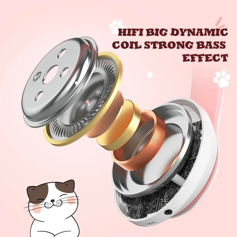 Kids' Cat Ear Bluetooth Headphones with Microphone and LED Lights