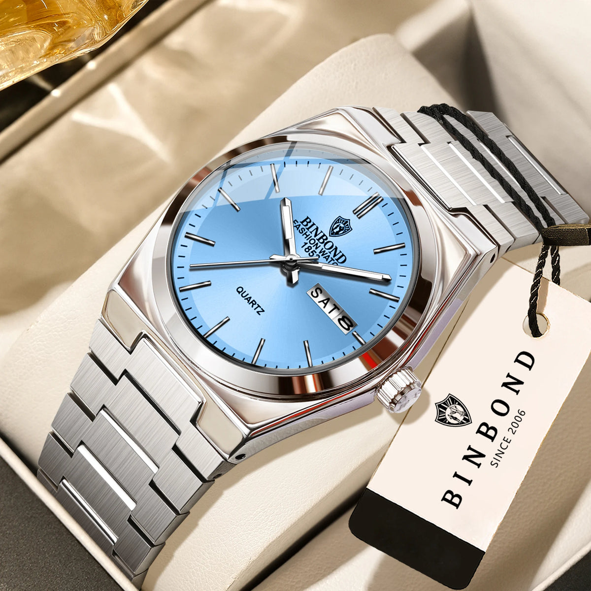 BINBOND Women's Quartz Watch, Luminous, Date and Day, Water Resistant