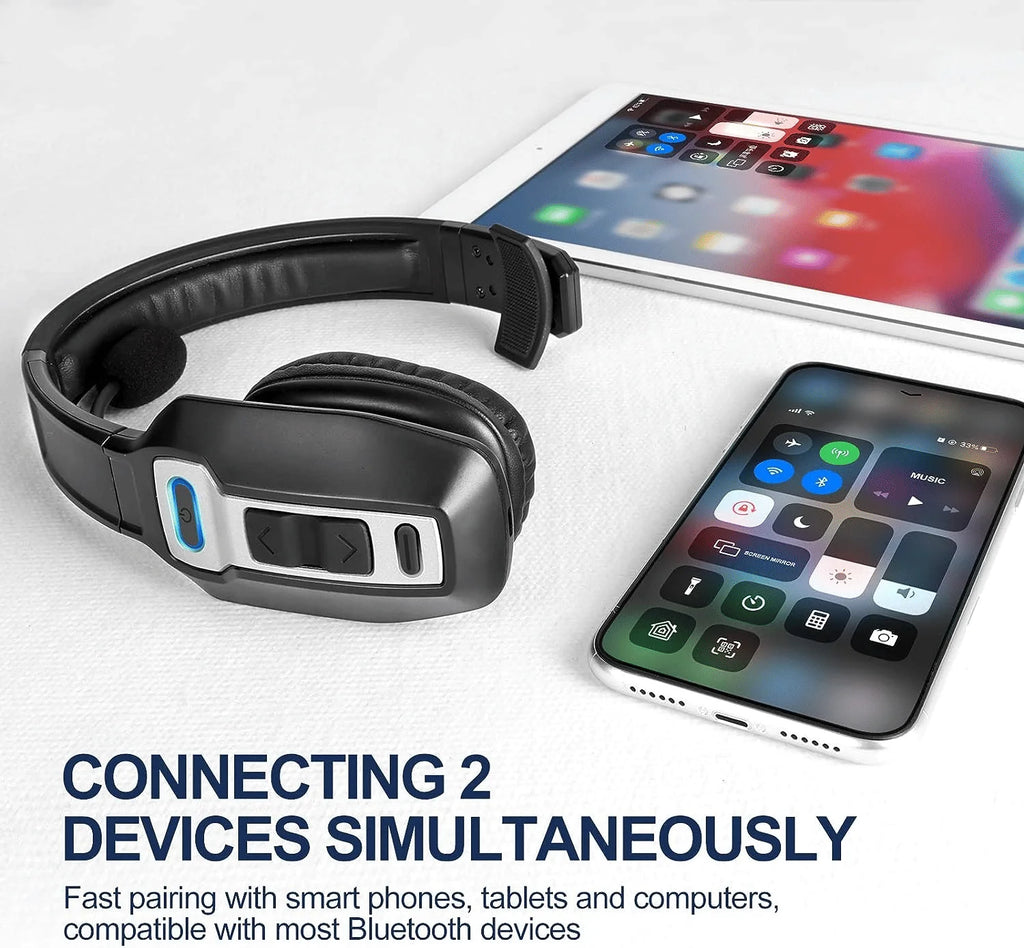 Trucker Bluetooth 5.2 Wireless Headset with Noise Cancelling Mic
