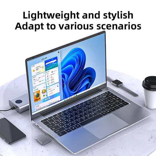 كمبيوتر محمول 14.1 بوصة بنظام ويندوز 11 برو، معالج Intel Atom A3950، ذاكرة وصول عشوائي 12 جيجابايت، قرص صلب 1 تيرابايت SSD