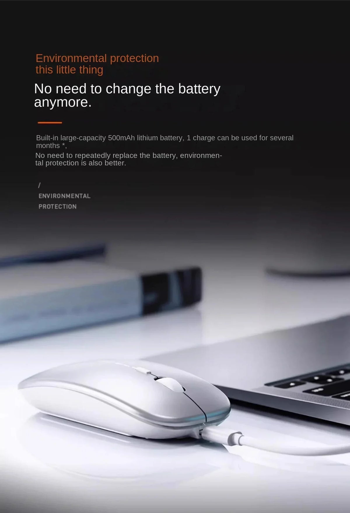Rechargeable Wireless Bluetooth Mouse, Silent Click, Ergonomic