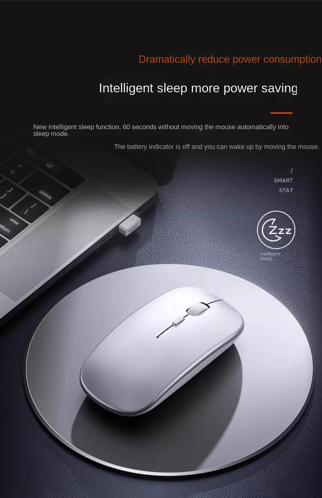 Rechargeable Wireless Bluetooth Mouse, Silent Click, Ergonomic