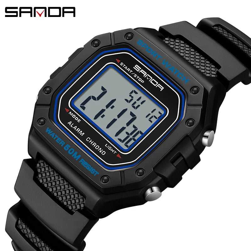 SANDA 2156 Men's Digital Sports Watch, LED, Water Resistant, Stopwatch