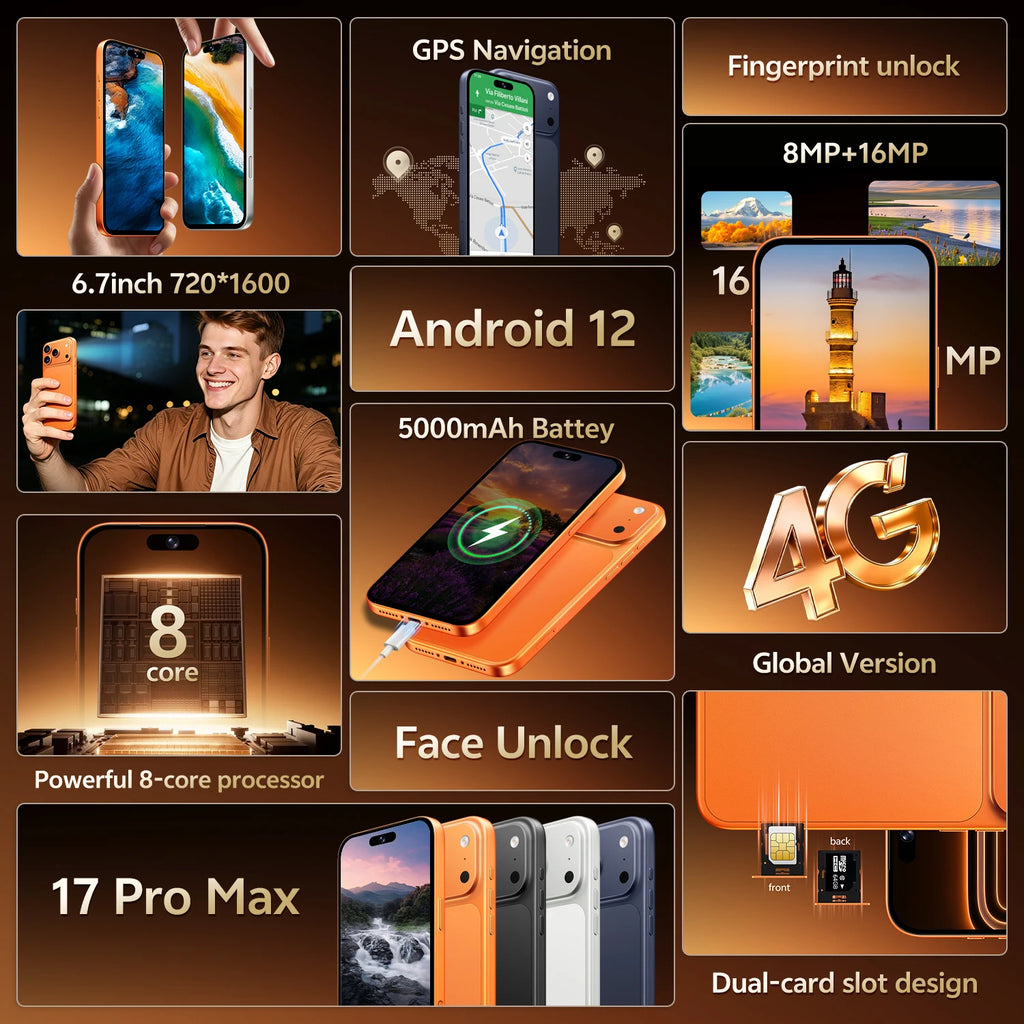 IVMI 17 Pro Max Smartphone, 6.7", 4GB RAM, 32GB, Dual SIM, 4G