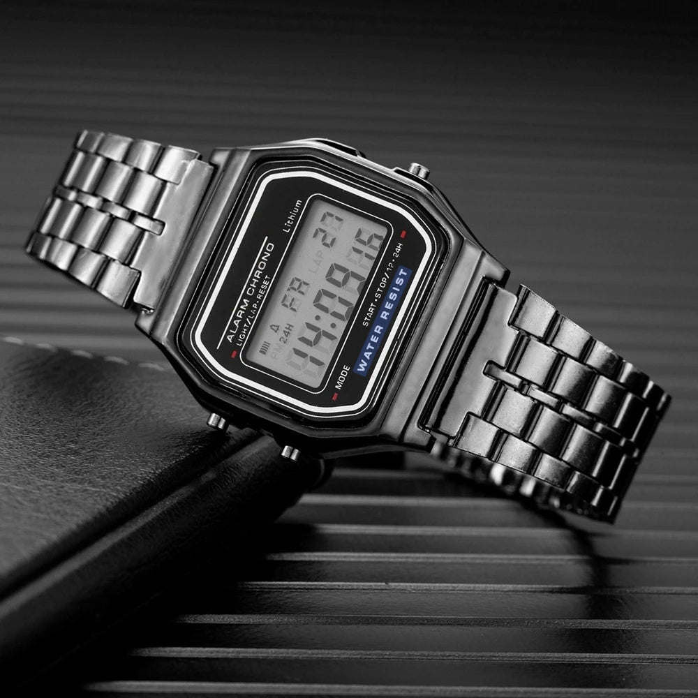Women's Digital Watch, Stainless Steel, Gold and Silver