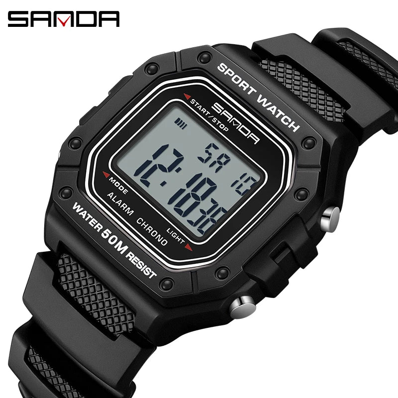 SANDA 2156 Men's Digital Sports Watch, LED, Water Resistant, Stopwatch