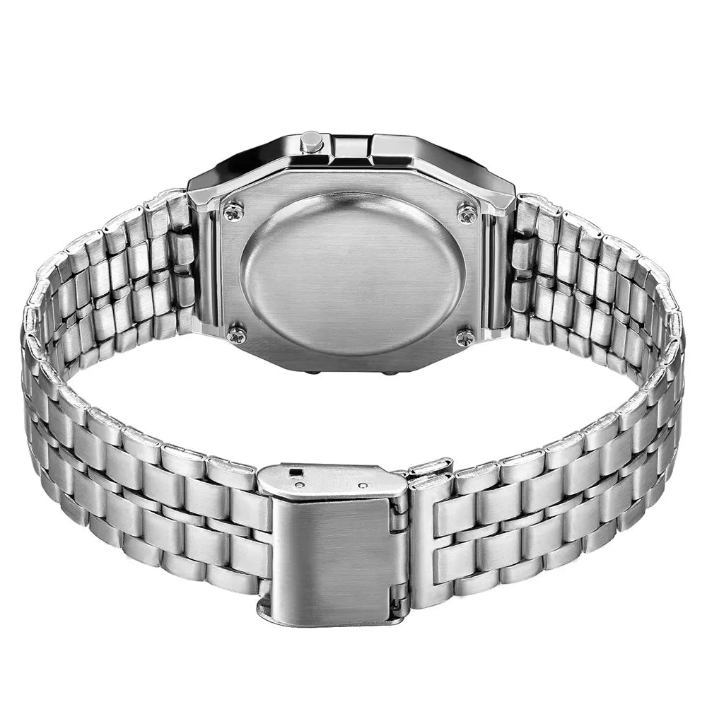 Women's Digital Watch, Stainless Steel, Gold and Silver