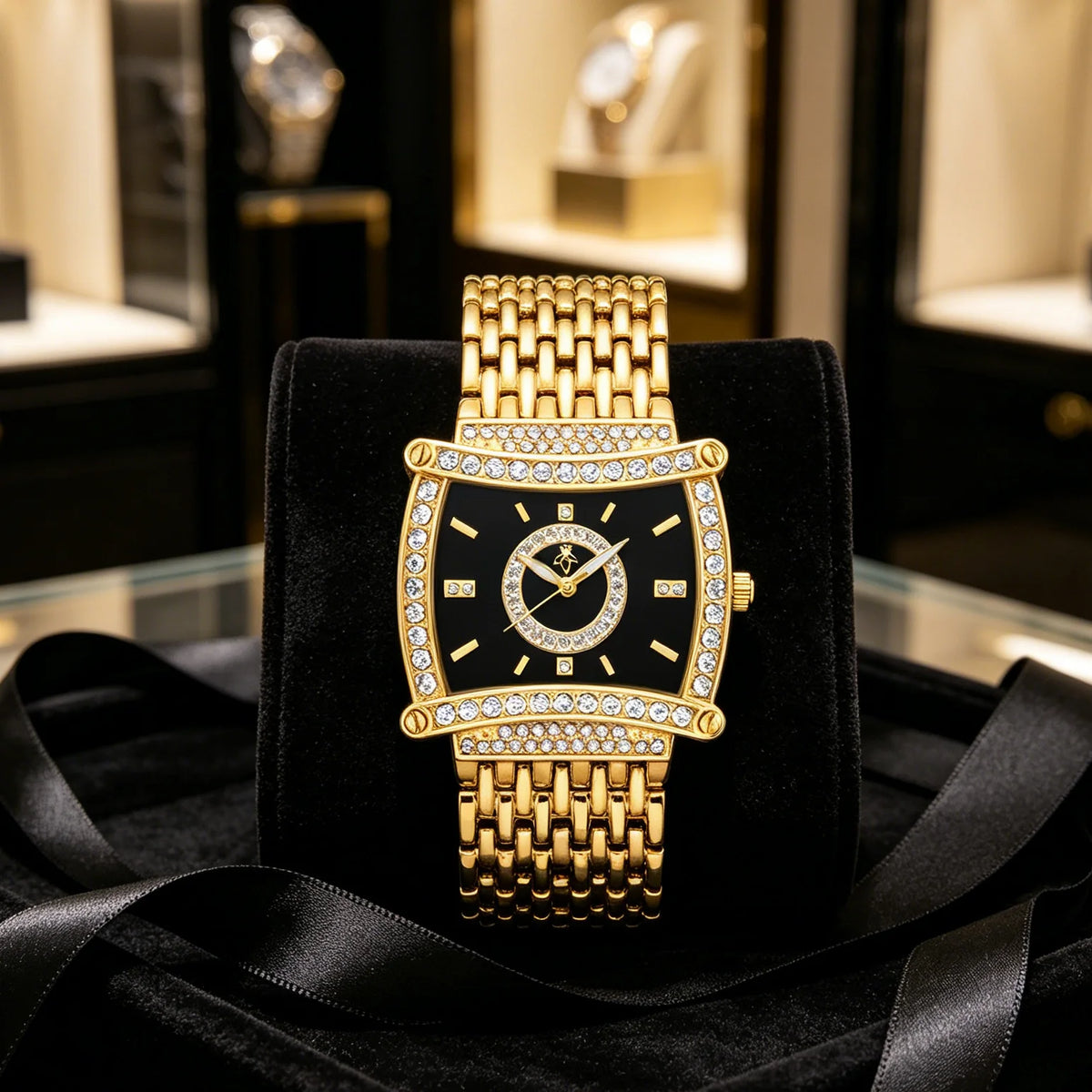 YaLaLuSi Women's Square Quartz Watch, Black Dial, Water Resistant
