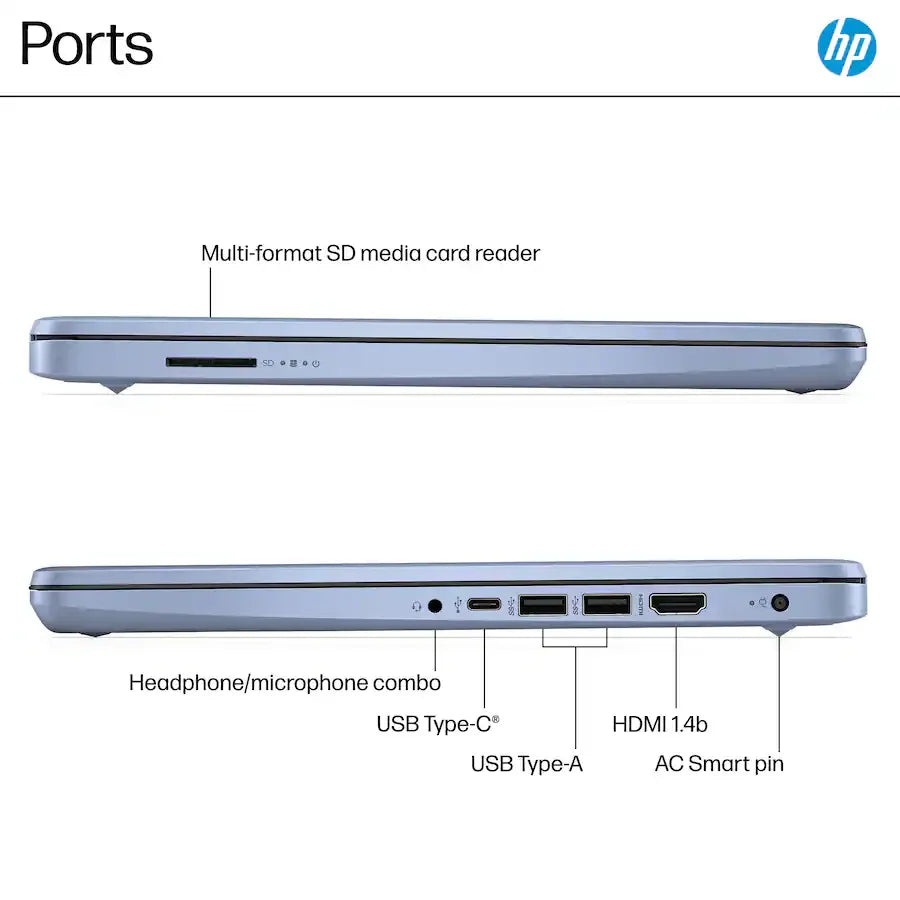 HP 14" Laptop, Intel N150, 16GB RAM, 128GB UFS + 256GB SD, Windows 11 S