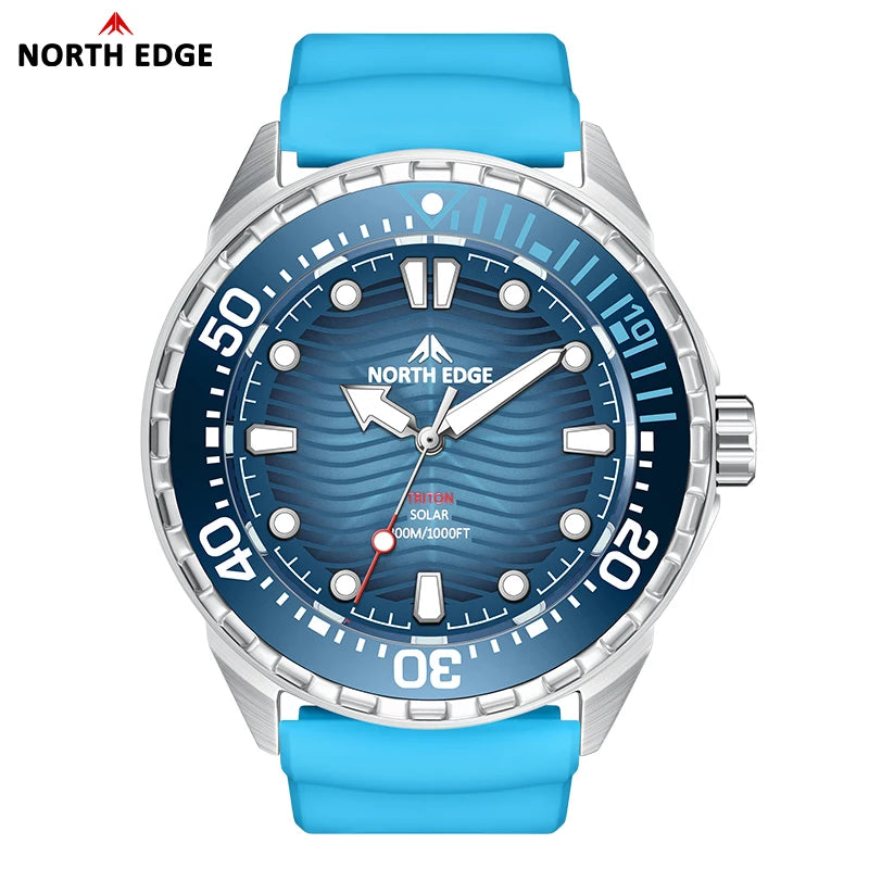 NORTH EDGE TRITON Solar Dive Watch, Stainless Steel, 300 m Water Resistant