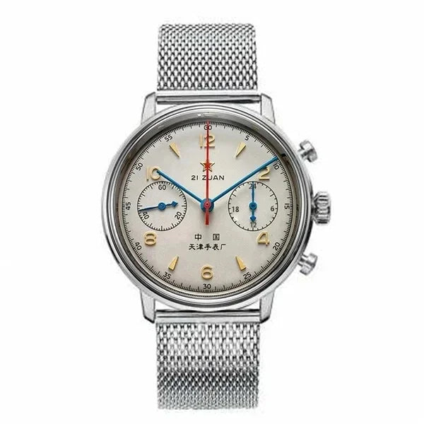 Men's 42 mm Pilot Chronograph Watch, Water Resistant, Vintage Style