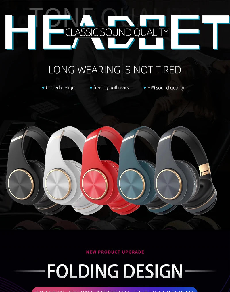 EOENKK T8 Wireless Bluetooth 5.3 Headphones, Foldable, Low Latency