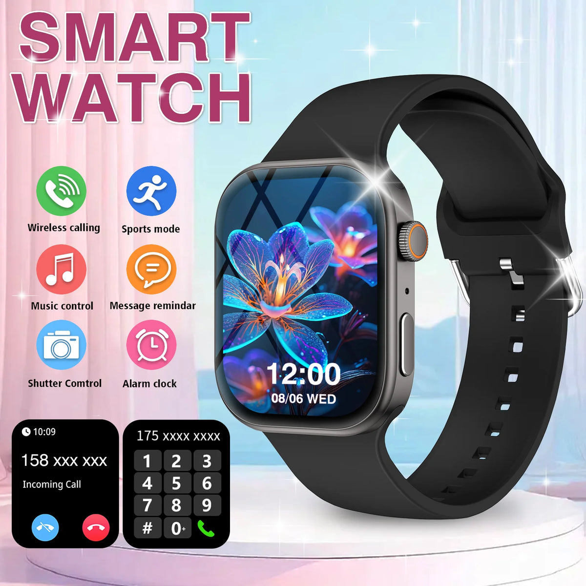 Smart watch with Bluetooth calling and fitness tracking, main view