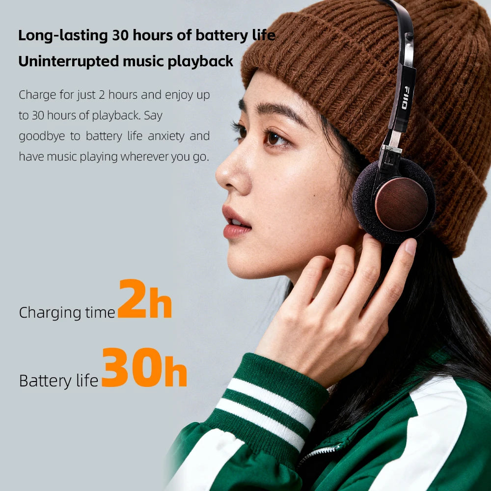 FiiO EH11 On-Ear Bluetooth Headphones, LDAC Hi-Res, 30-Hour Battery