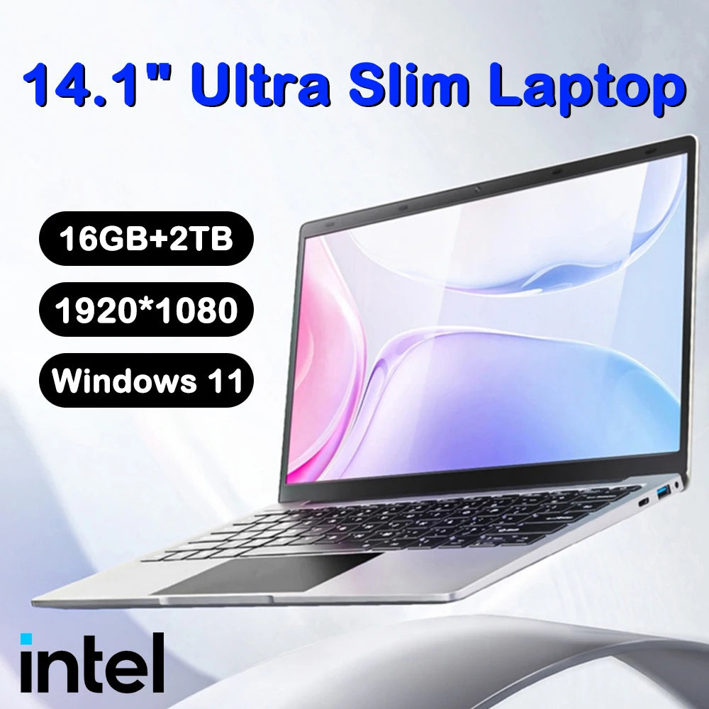 14.1" Laptop, Intel N3700, 16GB RAM, 2TB SSD, Windows 11 Pro
