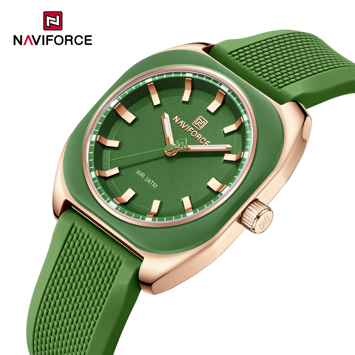 NAVIFORCE Women's Polygon Quartz Watch, Silicone Strap