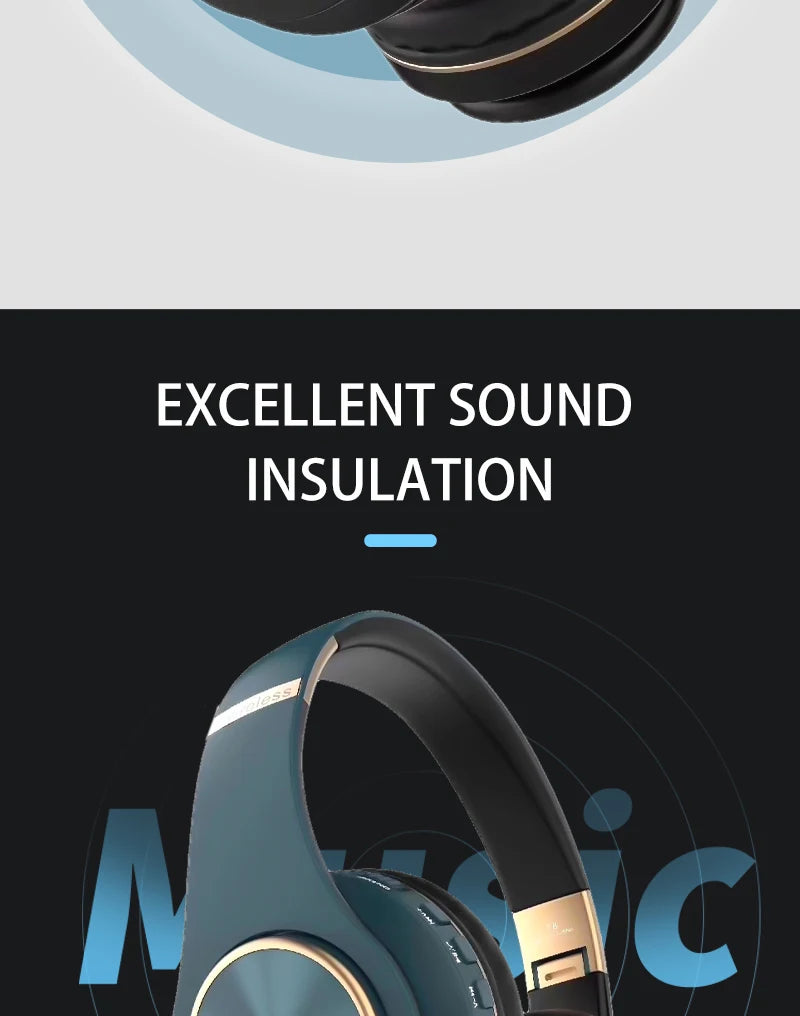 EOENKK T8 Wireless Bluetooth 5.3 Headphones, Foldable, Low Latency